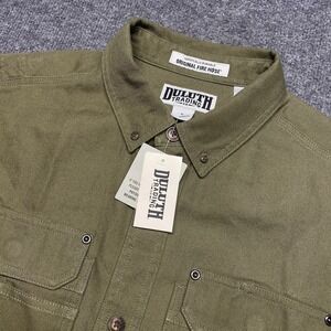 Duluth Trading Men's Free Swingin' Fire Hose Relaxed Fit Shirt Green Sz L NWT